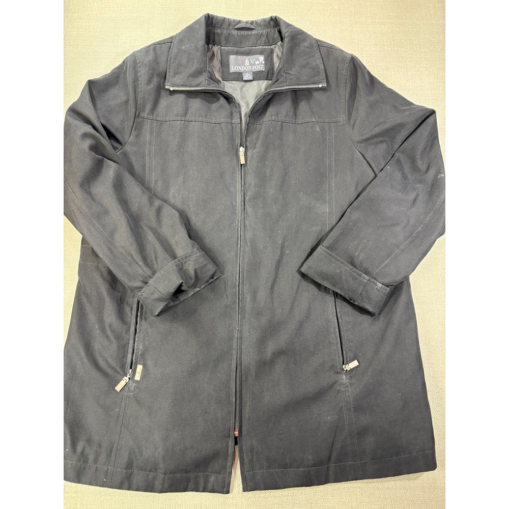 London Fog Men's Black Faux Suede Full Zip Lined Jacket Size Large